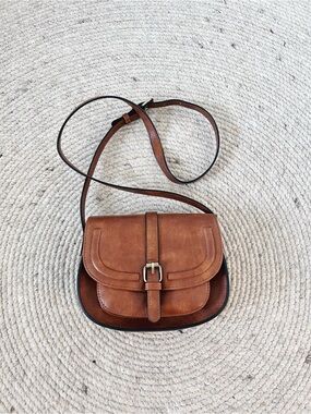 NWOT Brown Vegan Leather Crossbody Saddle Bag